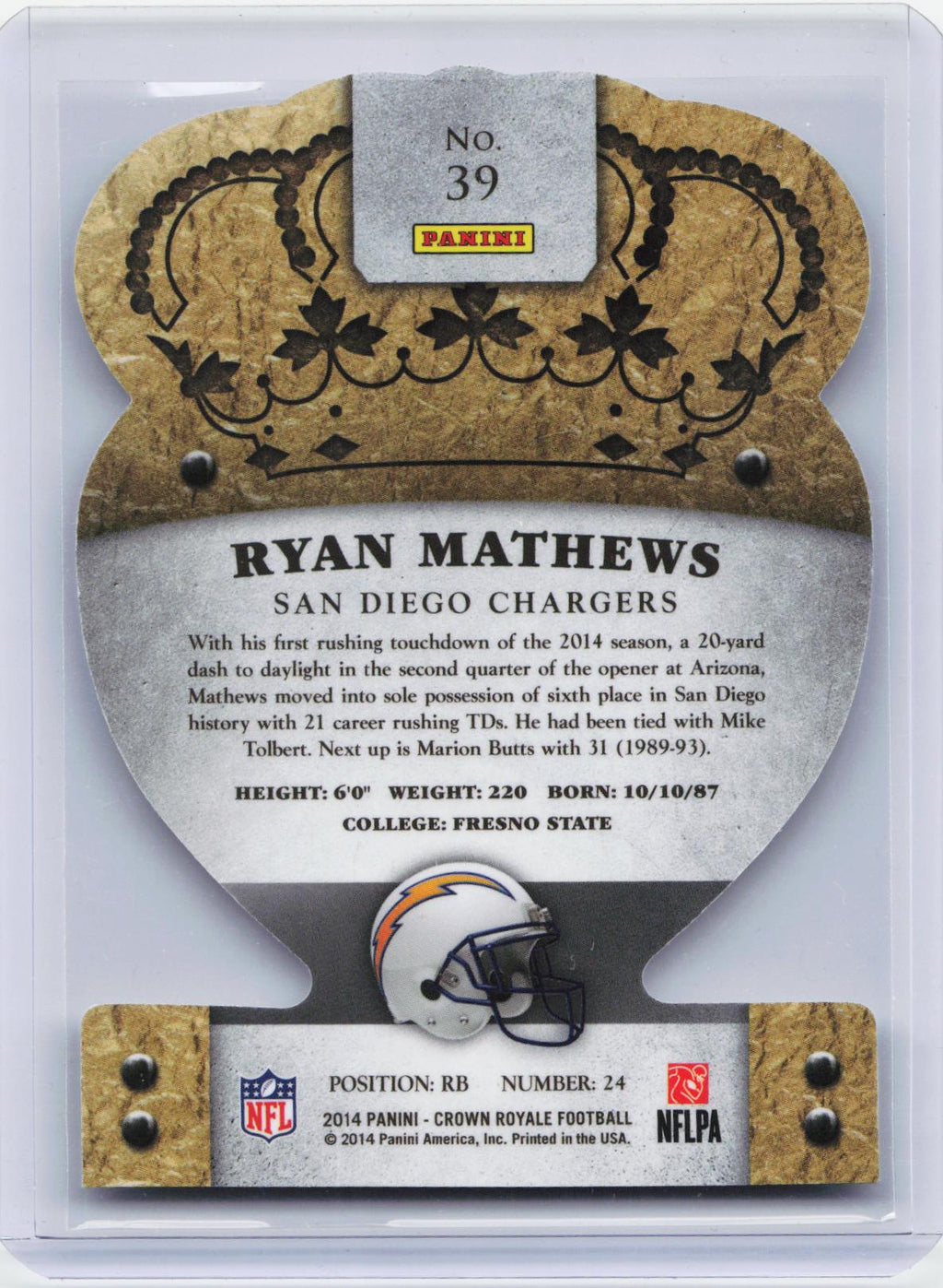 2014 Panini Crown Royale #39 Ryan Mathews