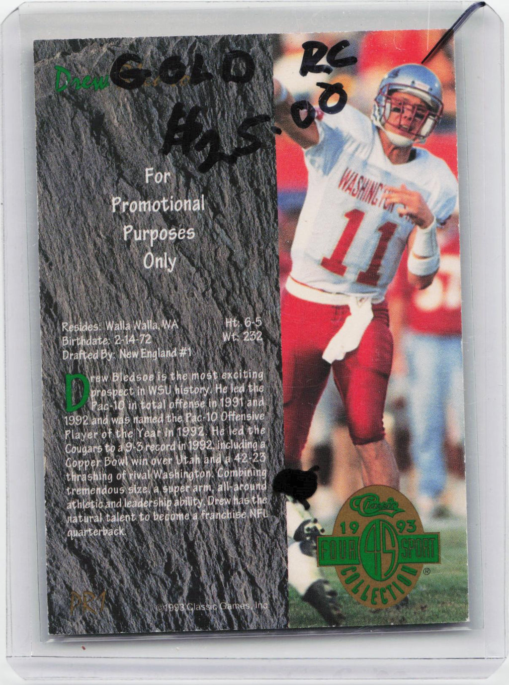 1993 Classic Four Sport #PR1 Drew Bledsoe