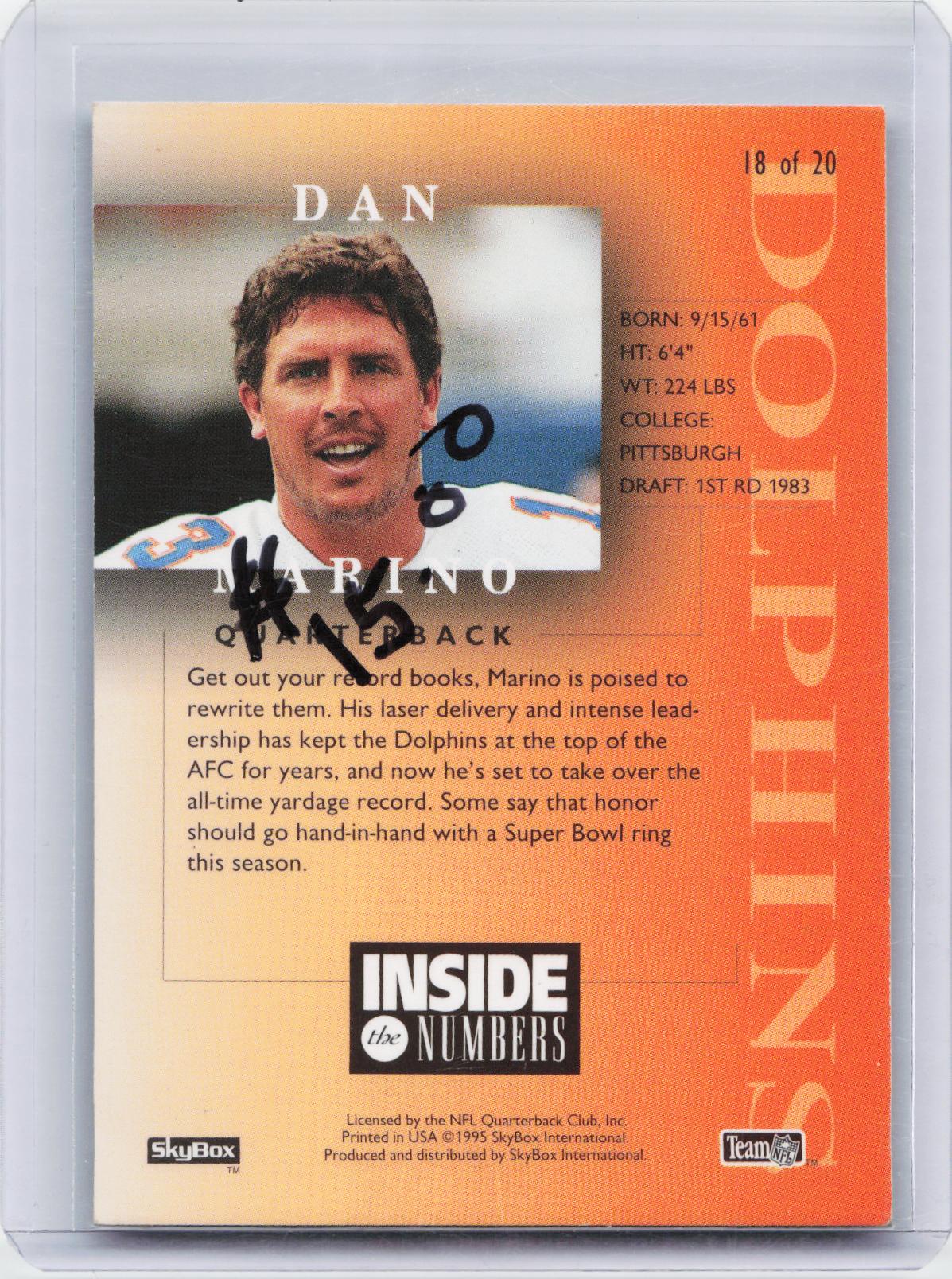 1995 SkyBox Premium #18 Dan Marino Inside the Numbers