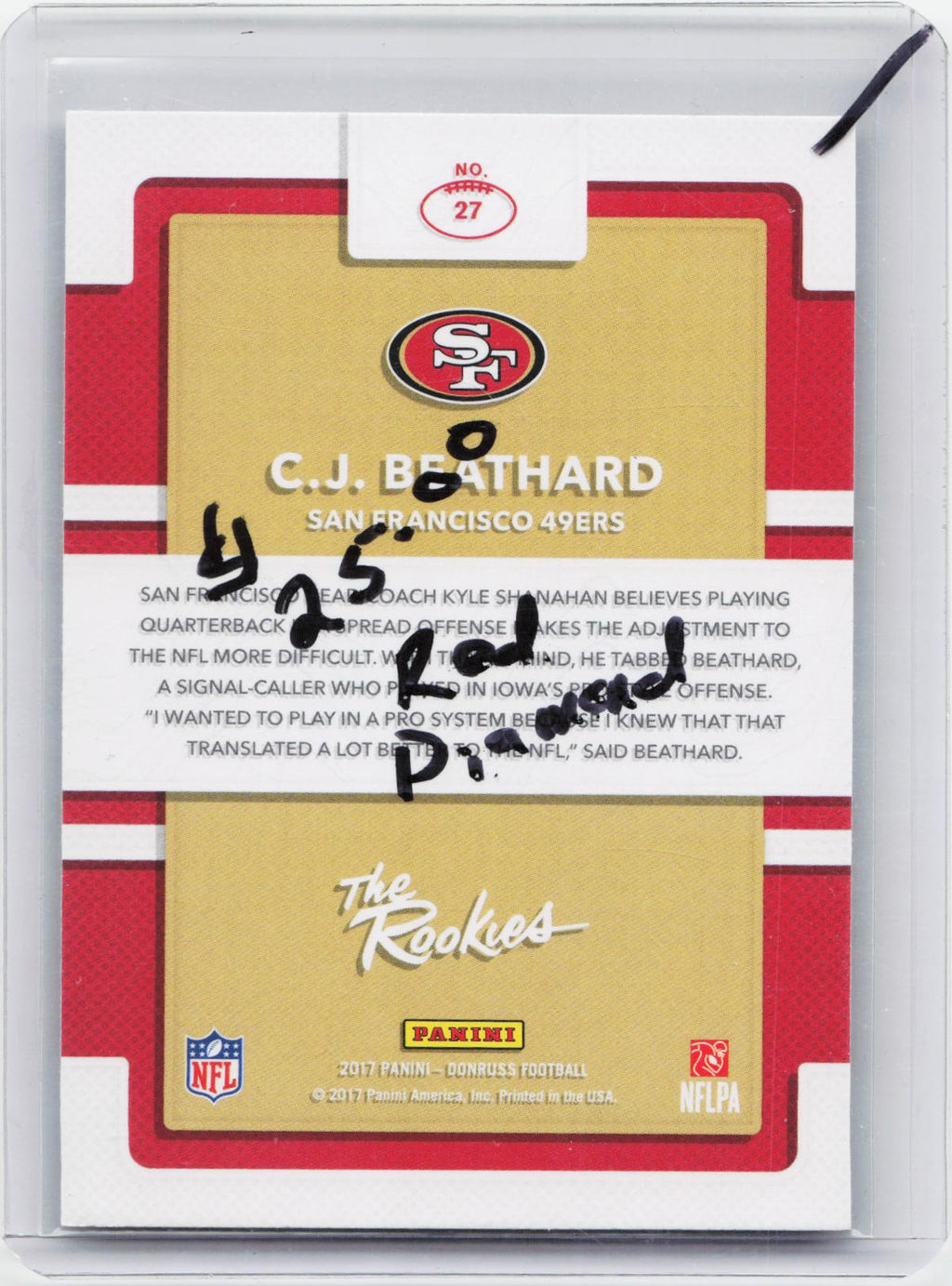 2017 Donruss #27 C.J. Beathard The Rookies