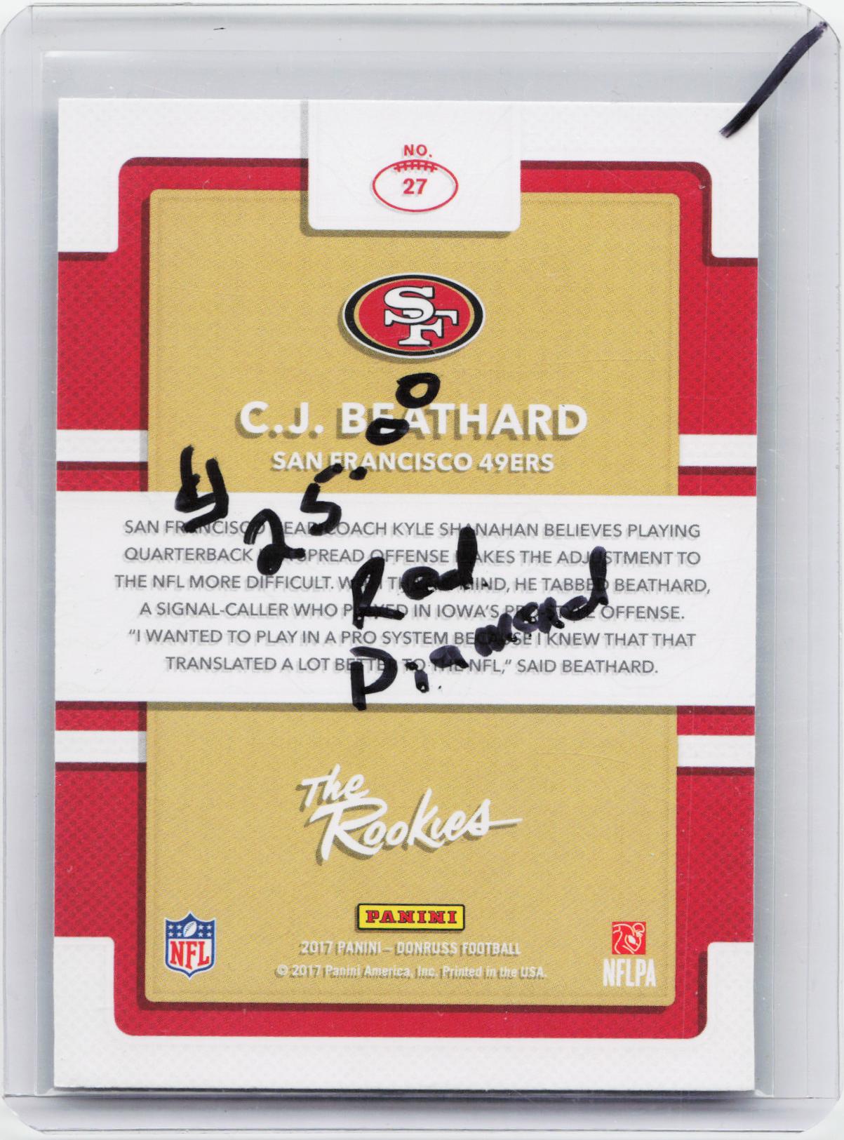 2017 Donruss #27 C.J. Beathard The Rookies