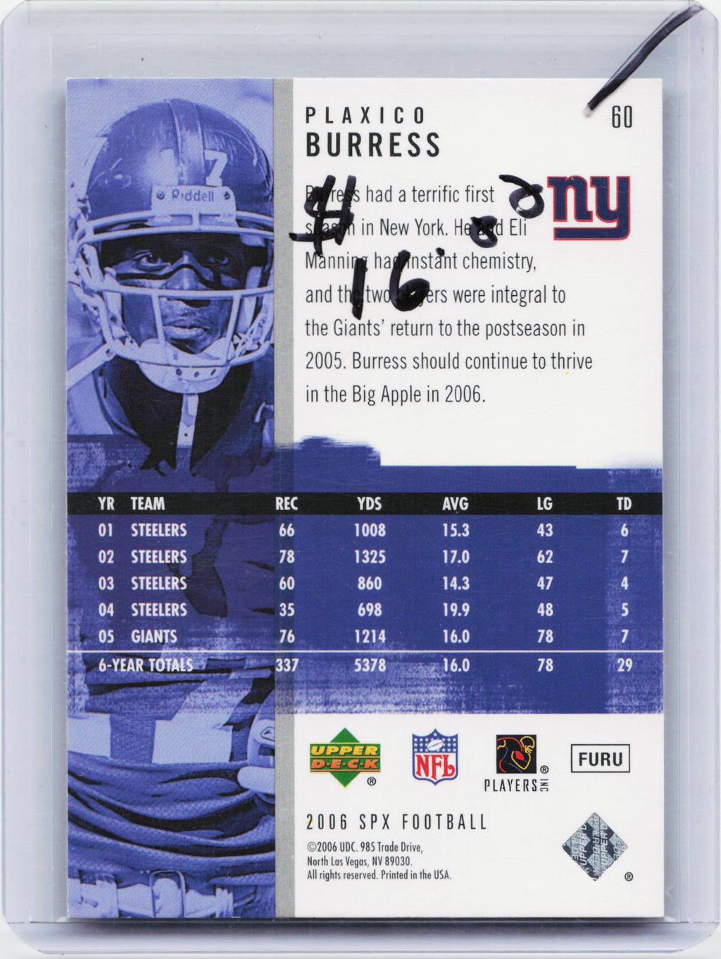 2006 SPx #60 Plaxico Burress