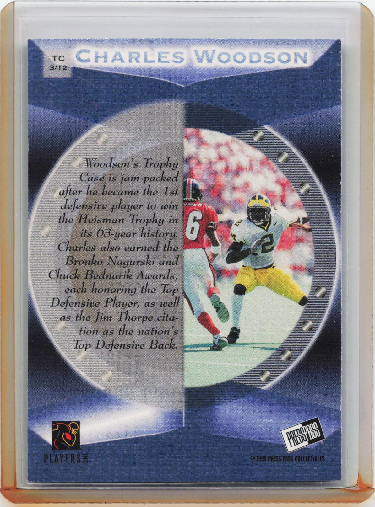 1998 Press Pass #TC3 Charles Woodson Trophy Case