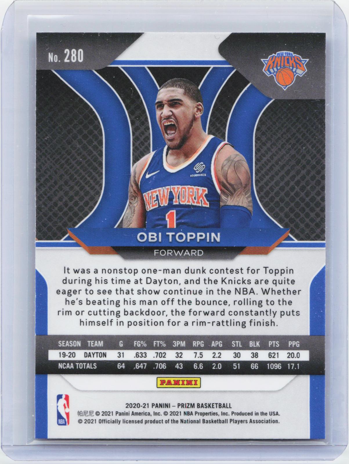 2020-21 Panini Prizm #280 Obi Toppin