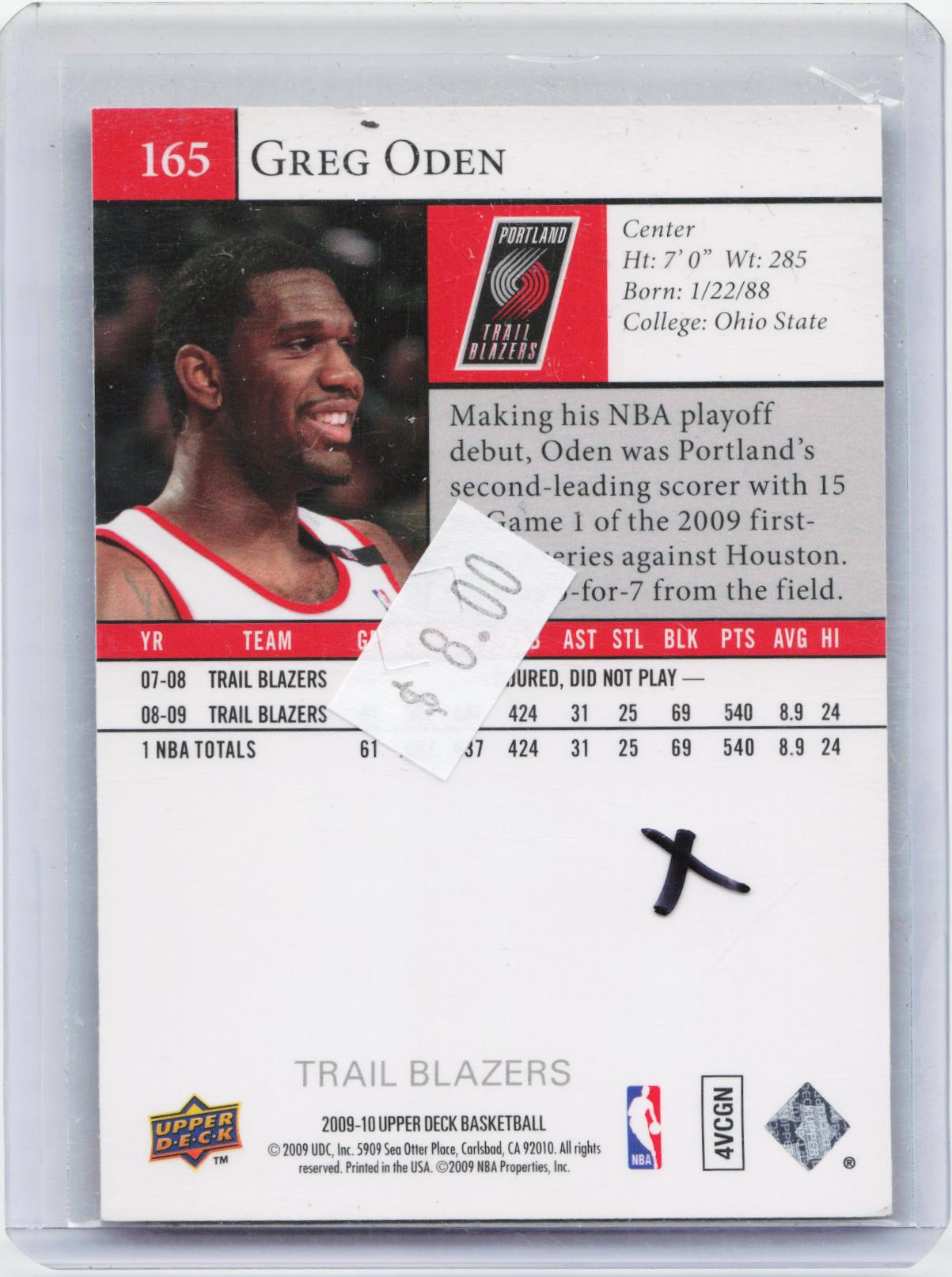 2009-10 Upper Deck #165 Greg Oden