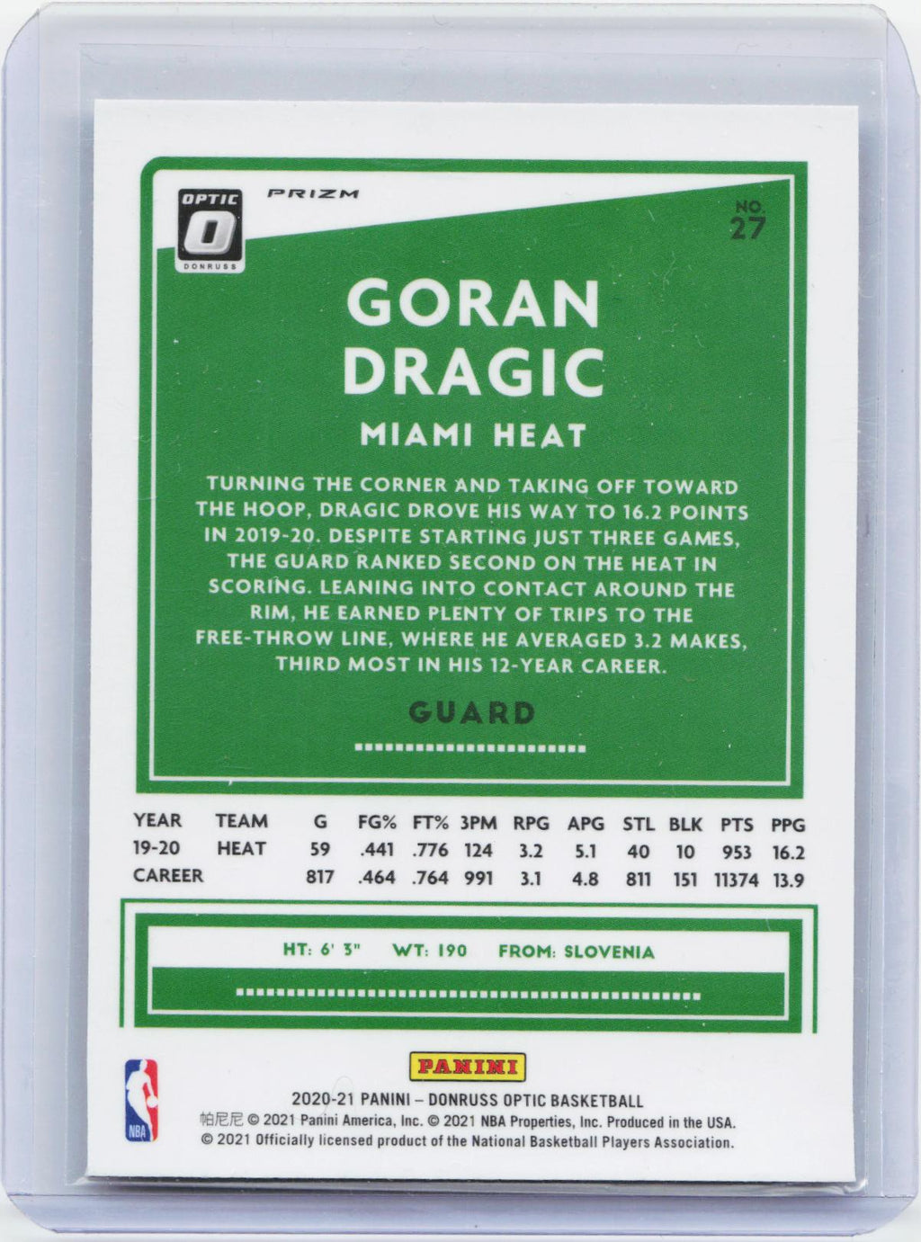 2020-21 Donruss Optic #27 Goran Dragic Holo