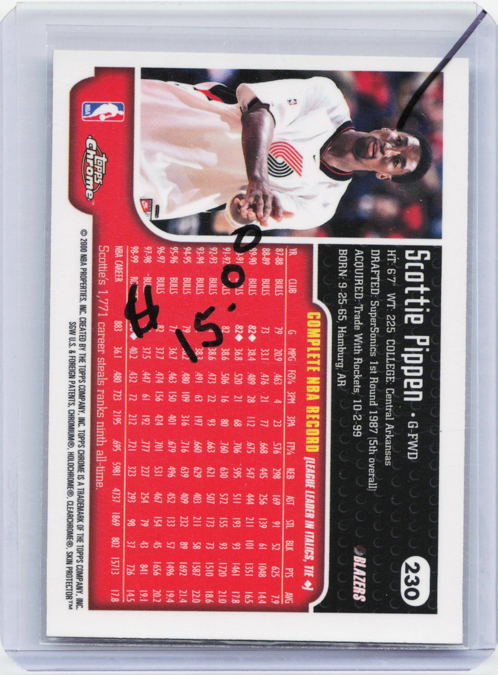 1999-00 Topps Chrome #230 Scottie Pippen