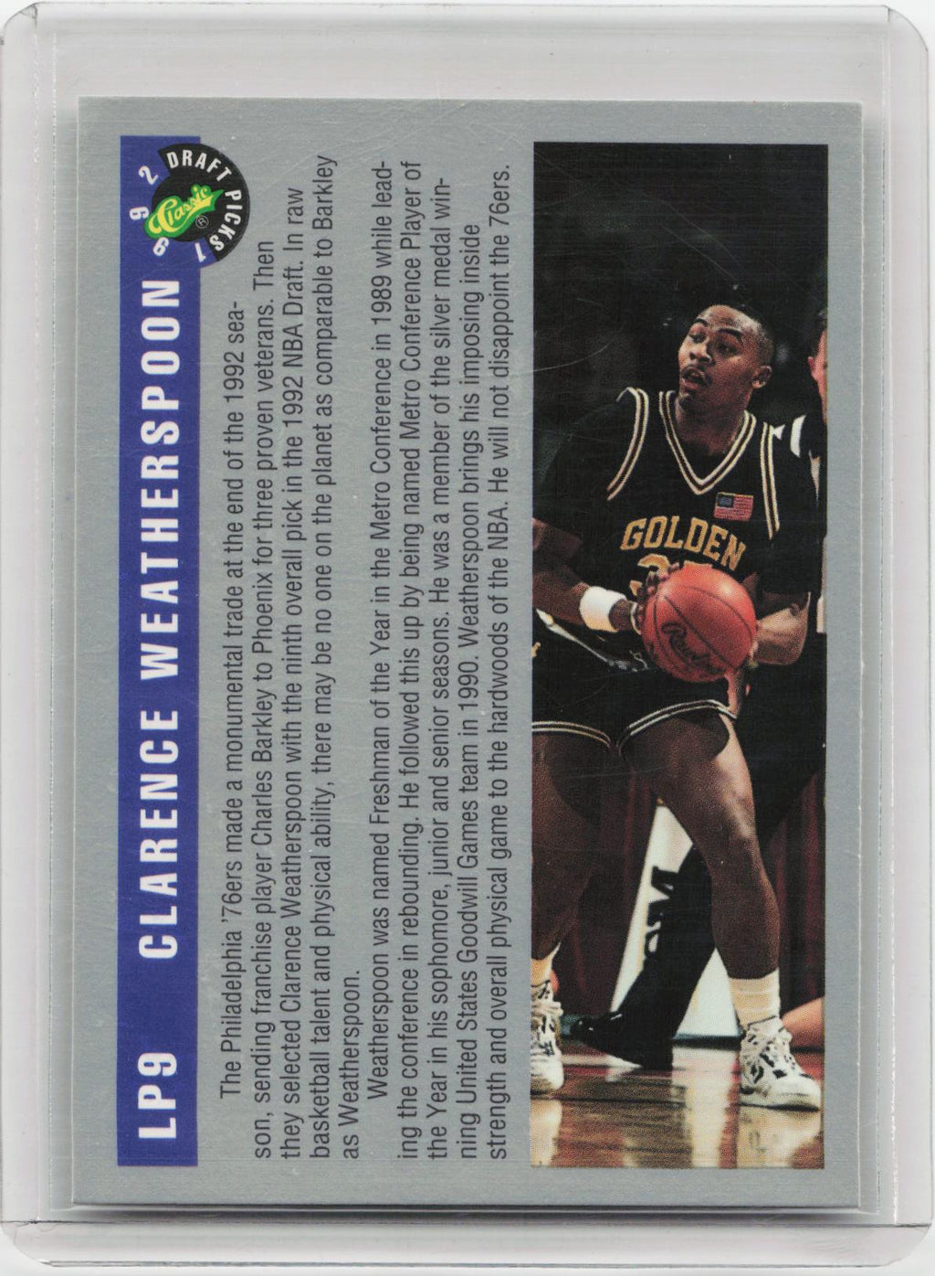 1992 Classic Draft Picks #LP9 Clarence Weatherspoon Limited Prints