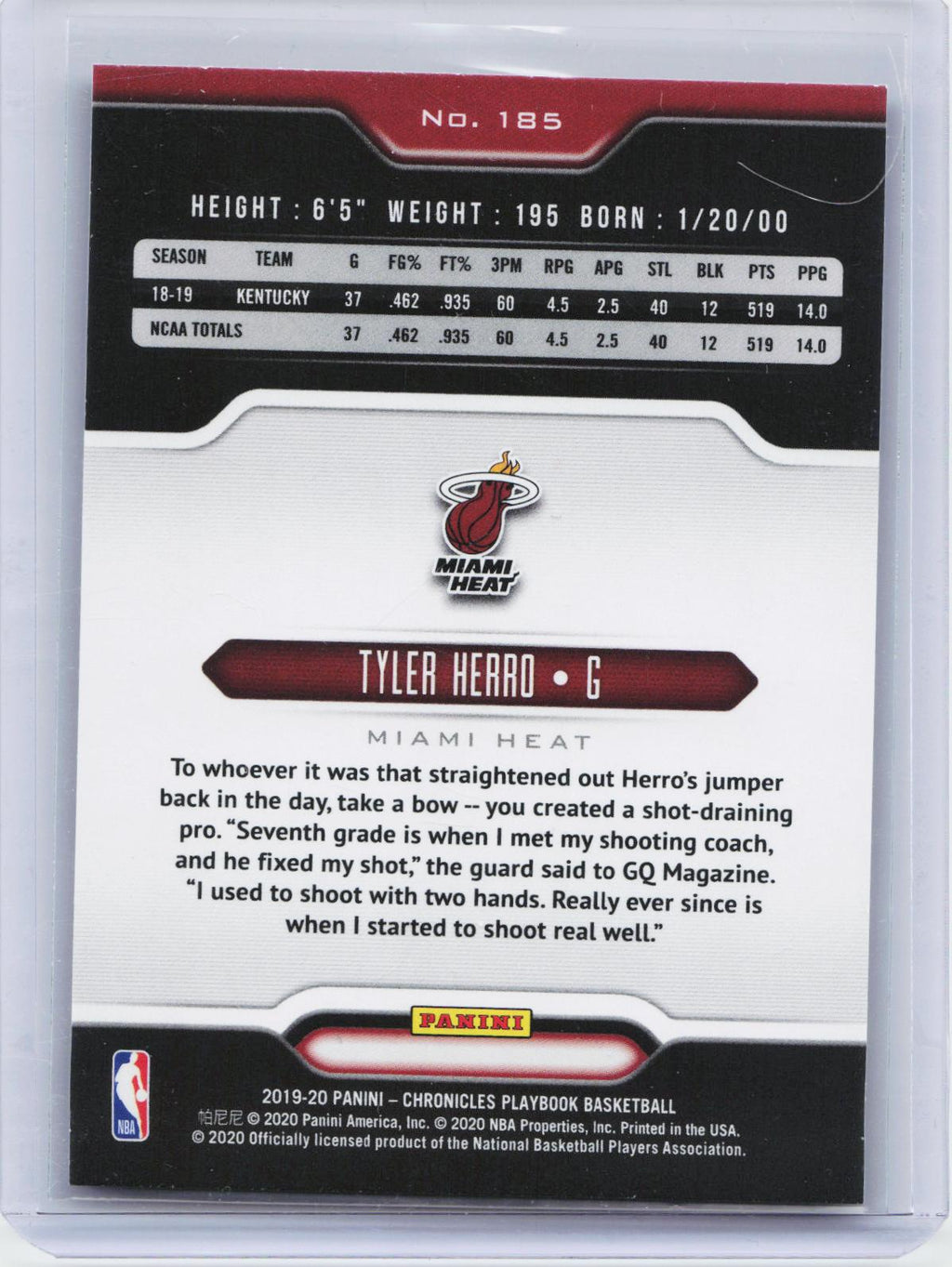 2019-20 Panini Chronicles #185 Tyler Herro