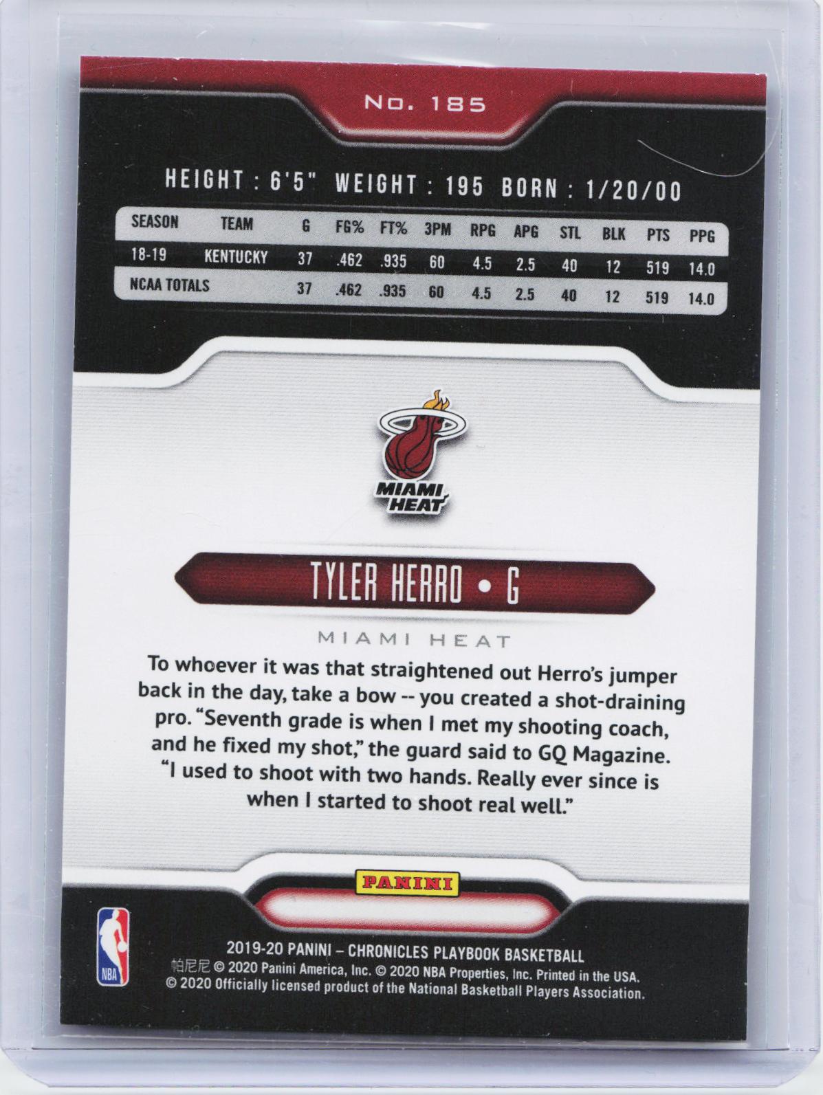 2019-20 Panini Chronicles #185 Tyler Herro