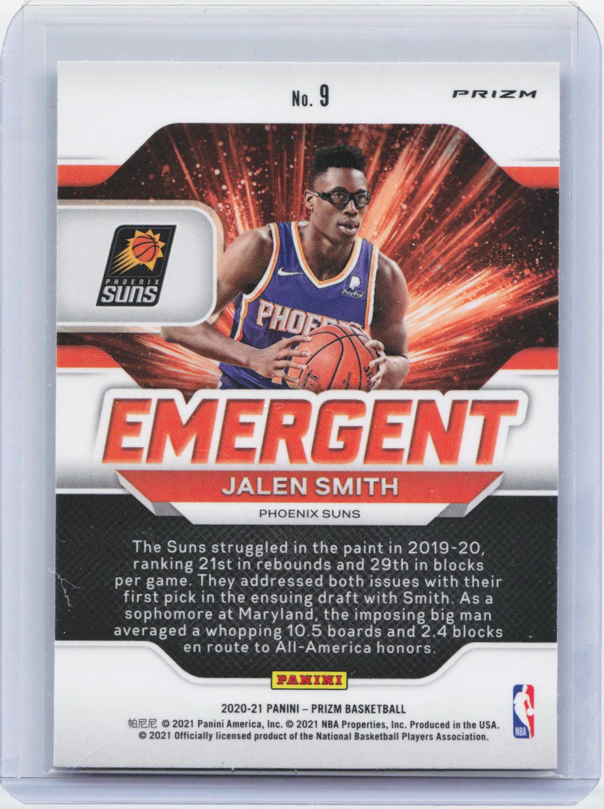 2020-21 Panini Prizm #9 Jalen Smith Emergent Prizms Silver
