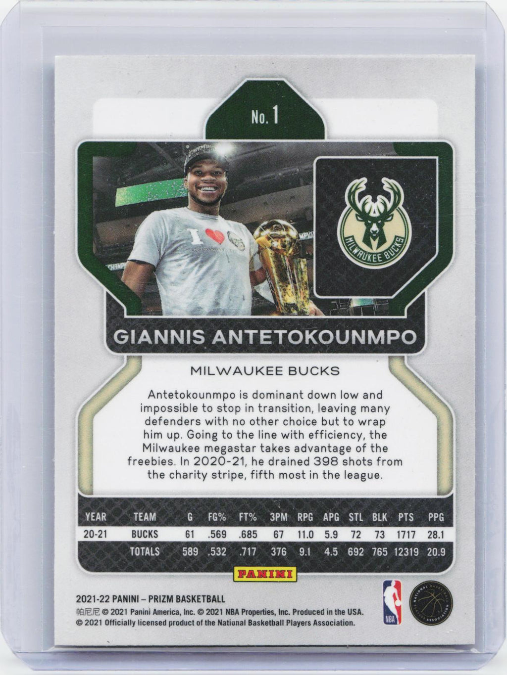 2021-22 Panini Prizm #1 Giannis Antetokounmpo