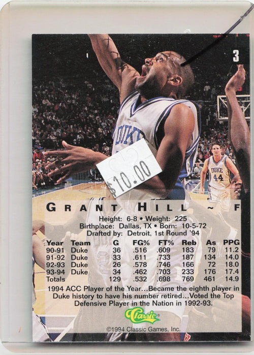 1994 Classic Four Sport #C9 Grant Hill C3 Collector's Club