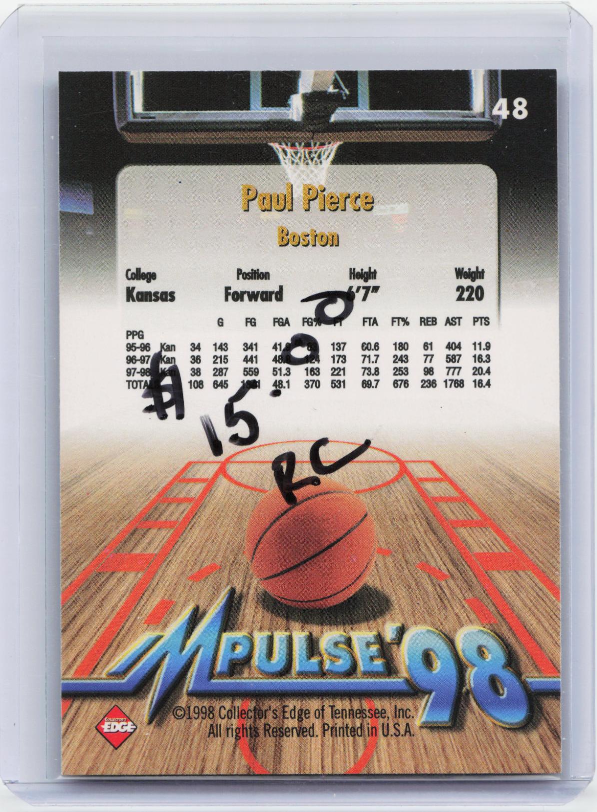 1998 Collector's Edge Impulse #38 Paul Pierce