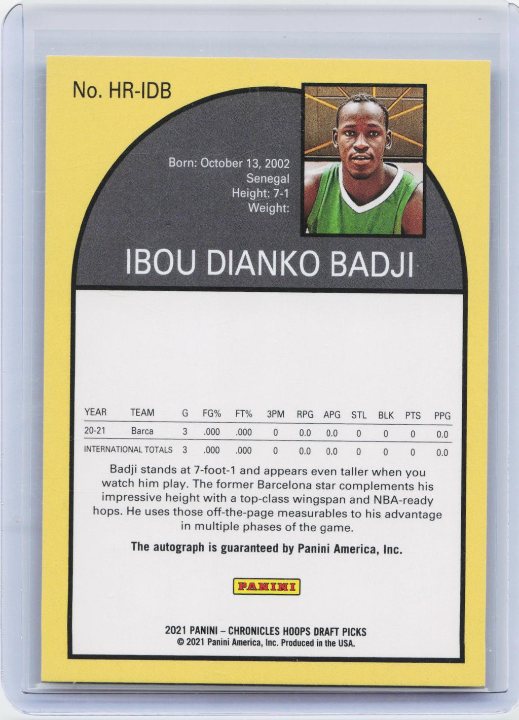 2021 Chronicles Draft  #HR-IDB Ibou Dianko Badji Hoops Retro Autographs Red #/99