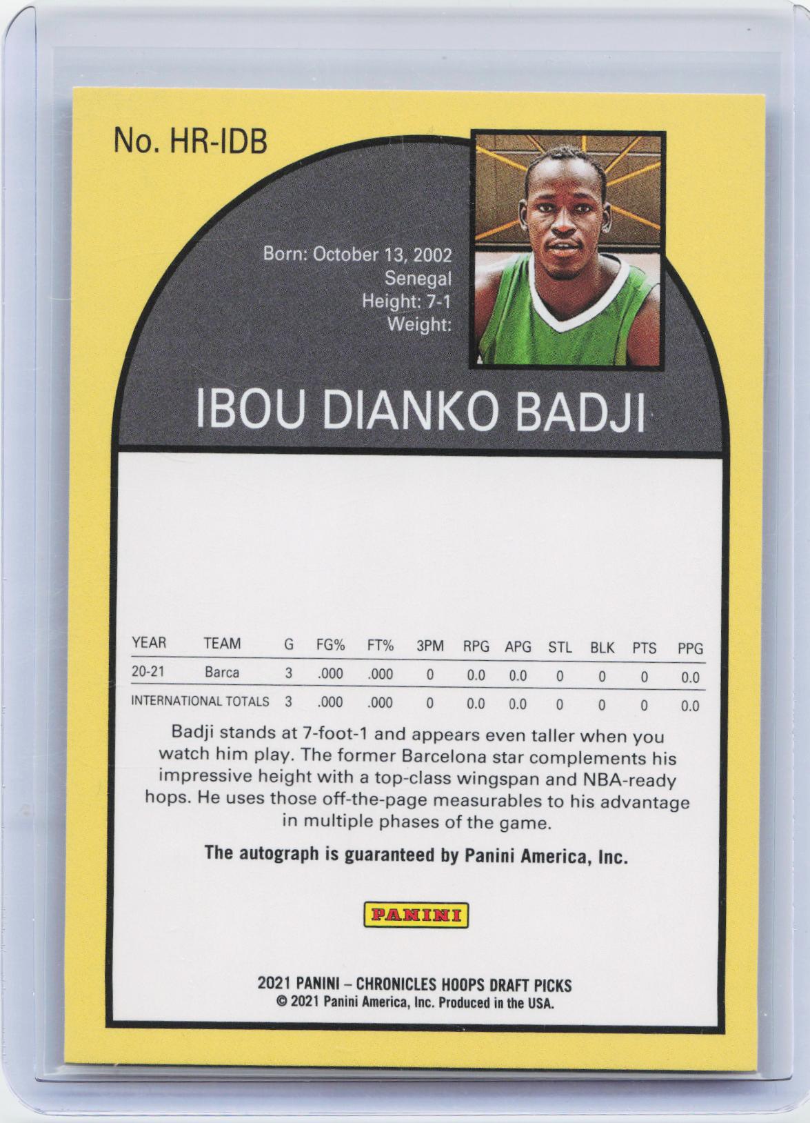 2021 Chronicles Draft  #HR-IDB Ibou Dianko Badji Hoops Retro Autographs Red #/99