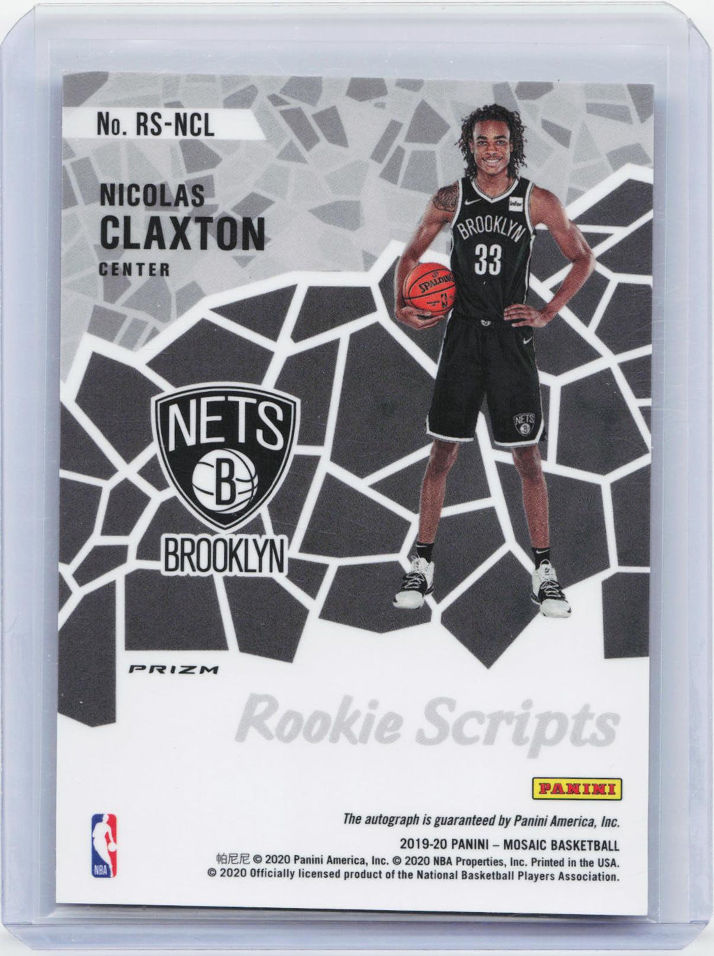 2019-20 Panini Mosaic #RS-NCL Nicolas Claxton Rookie Scripts