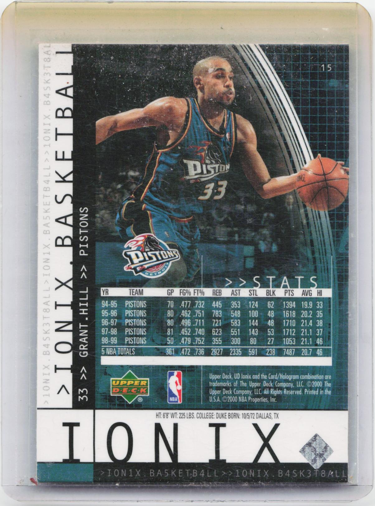 1999-00 Upper Deck Ionix #15 Grant Hill