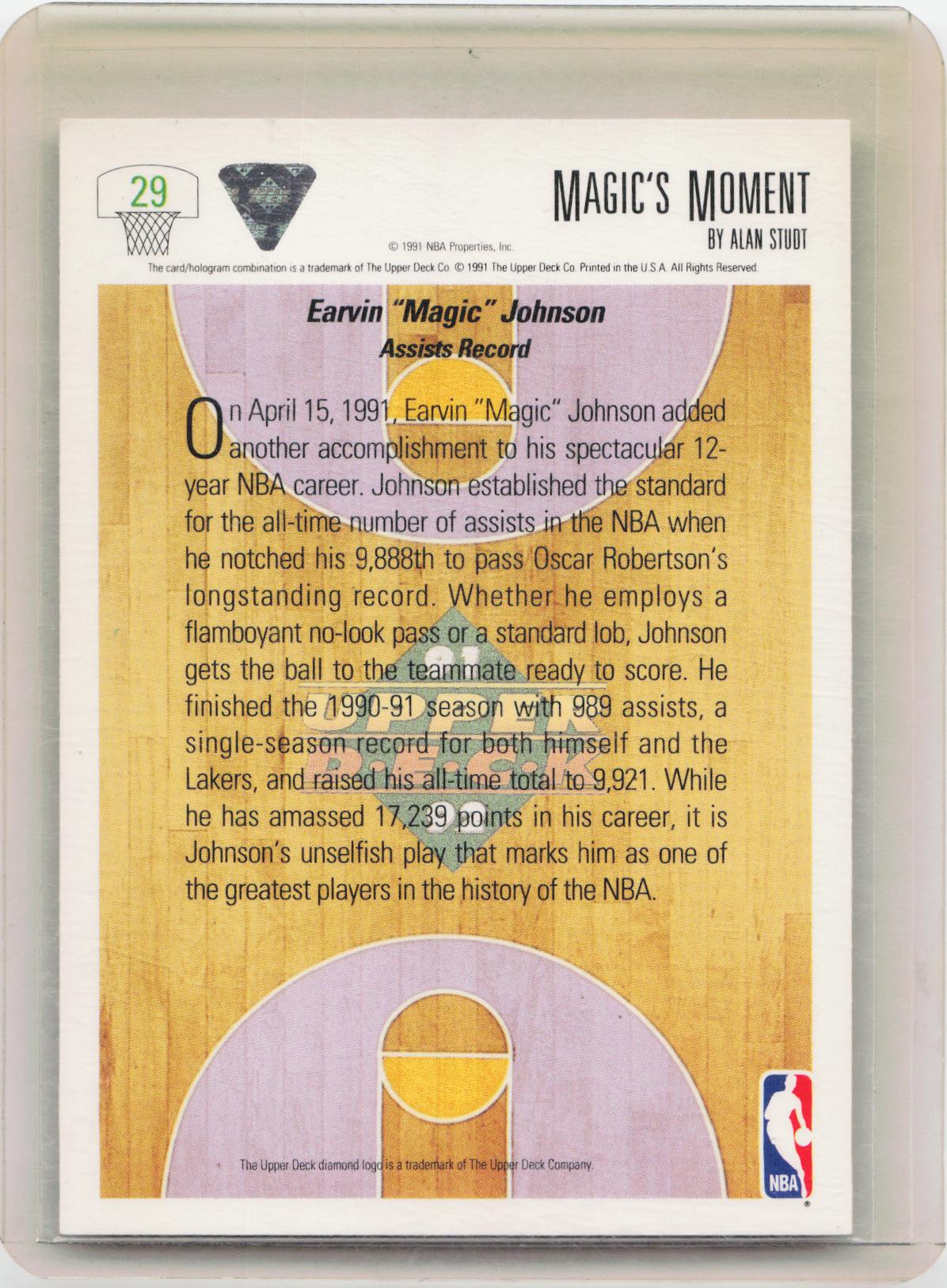 1991-92 Upper Deck #29b Magic's Moment