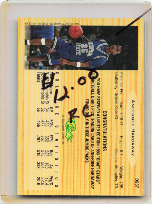 1993 Classic Draft Picks #DS37 Anfernee Hardaway Chromium Draft Stars