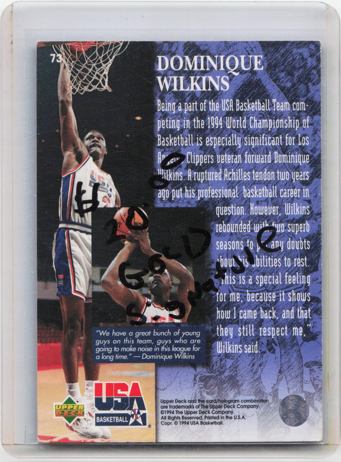 1994 Upper Deck USA #73 Dominique Wilkins