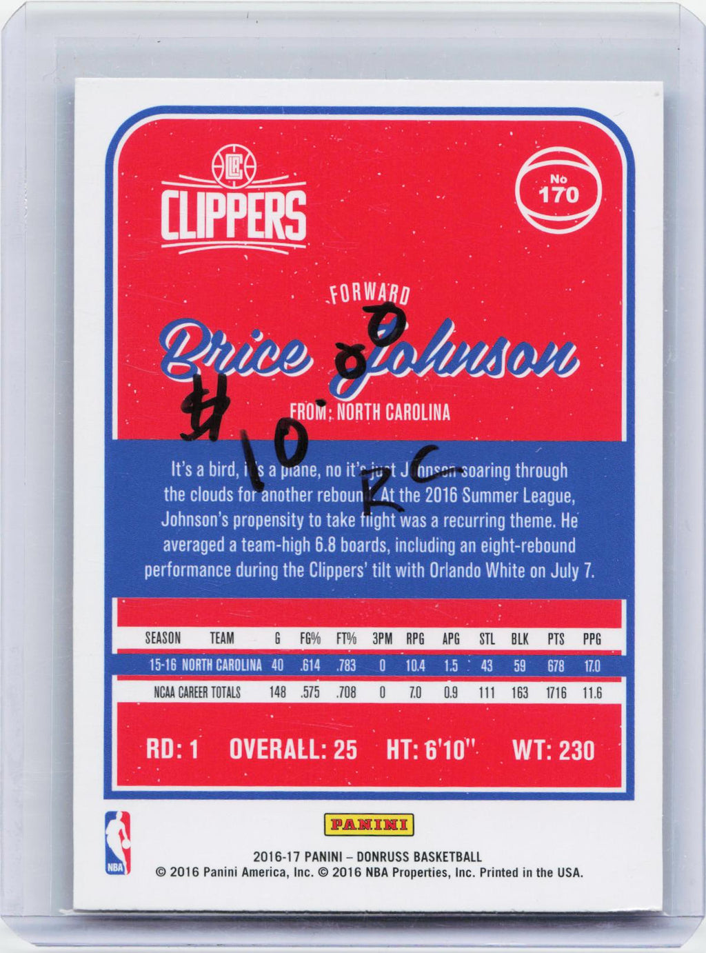 2016-17 Donruss #170 Brice Johnson