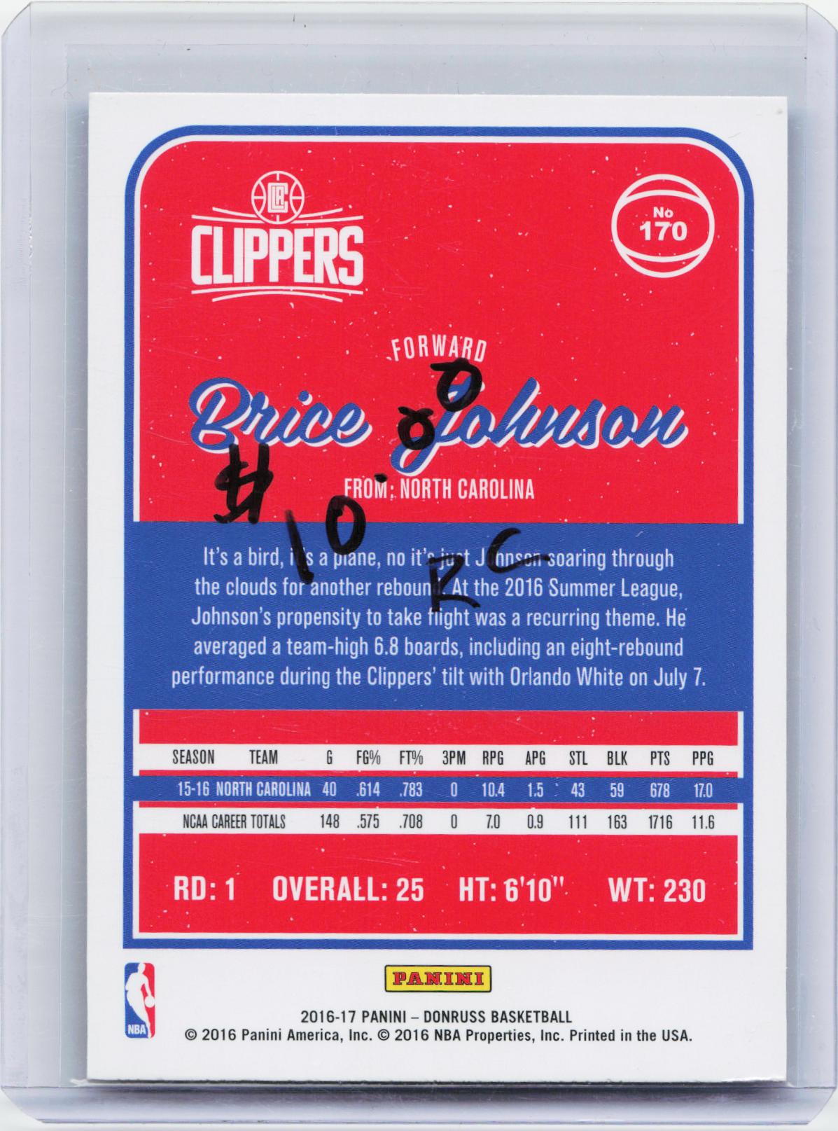 2016-17 Donruss #170 Brice Johnson