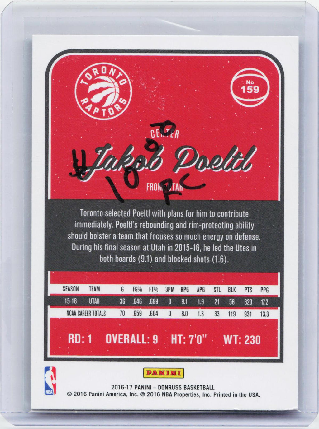 2016-17 Donruss #159 Jakob Poeltl