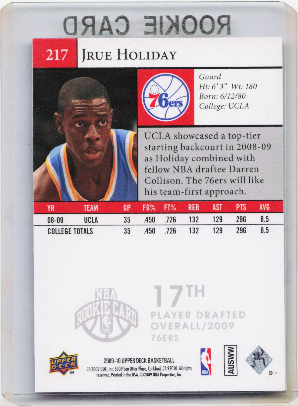2009-10 Upper Deck #217 Jrue Holiday Star Rookies