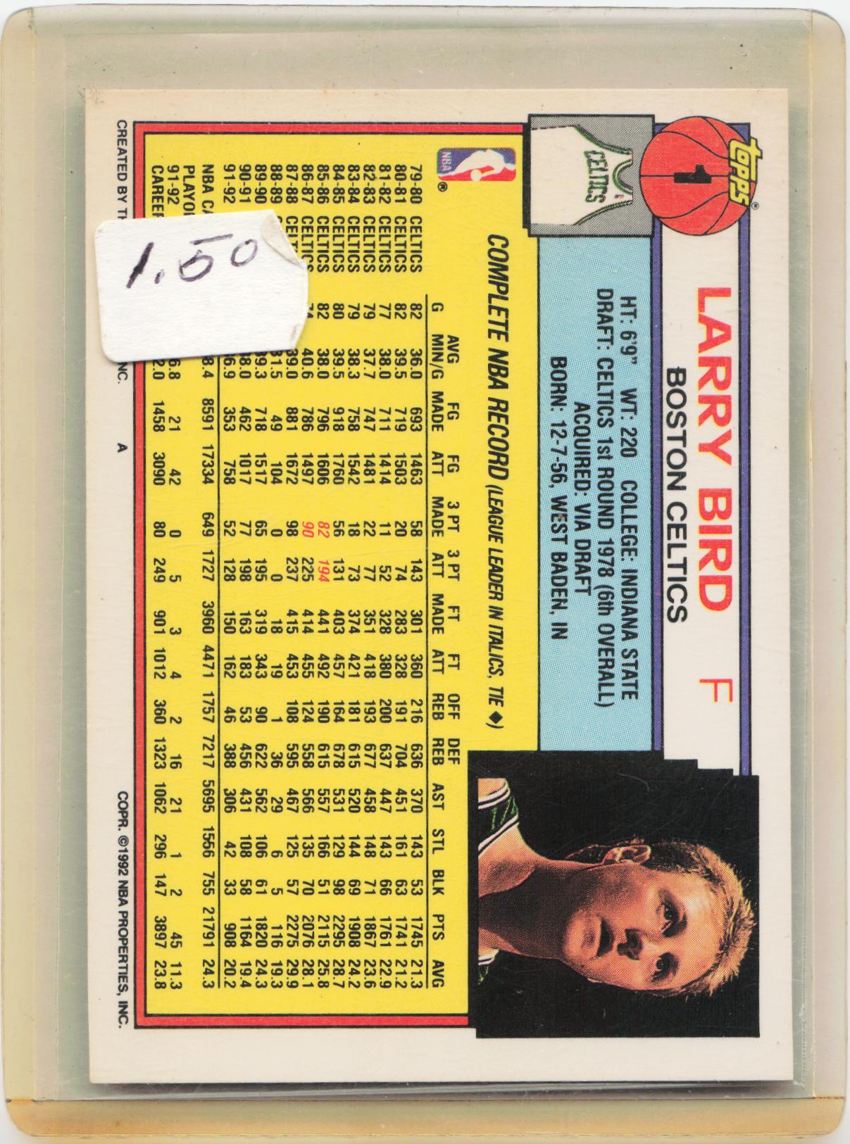 1992-93 Topps #1 Larry Bird