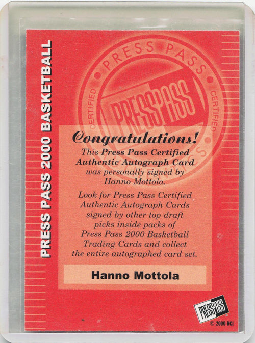 2000 Press Pass #NNO Hanno Mottola Autographs