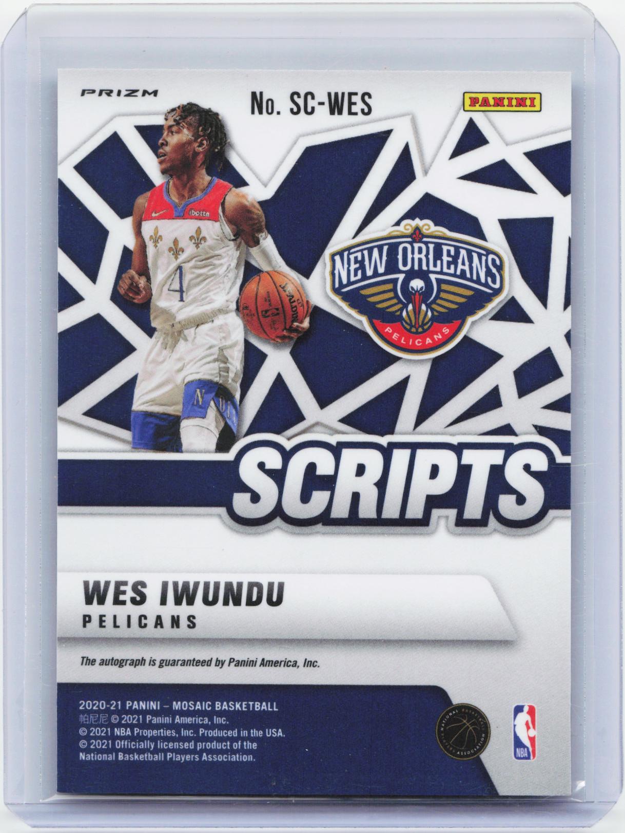 2020-21 Panini Mosaic #SC-WES Wes Iwundu Scripts
