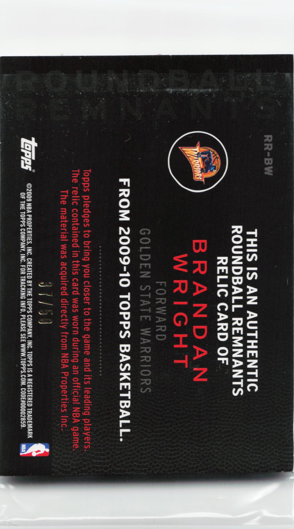 2009-10 Topps #RR-BW Brandan Wright Roundball Remnants