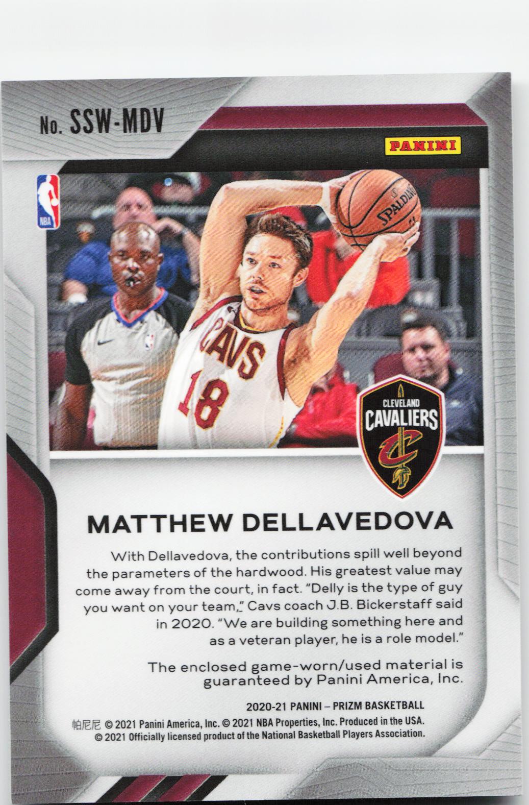 2020-21 Panini Prizm #SSW-MDV Matthew Dellavedova Sensational Swatches