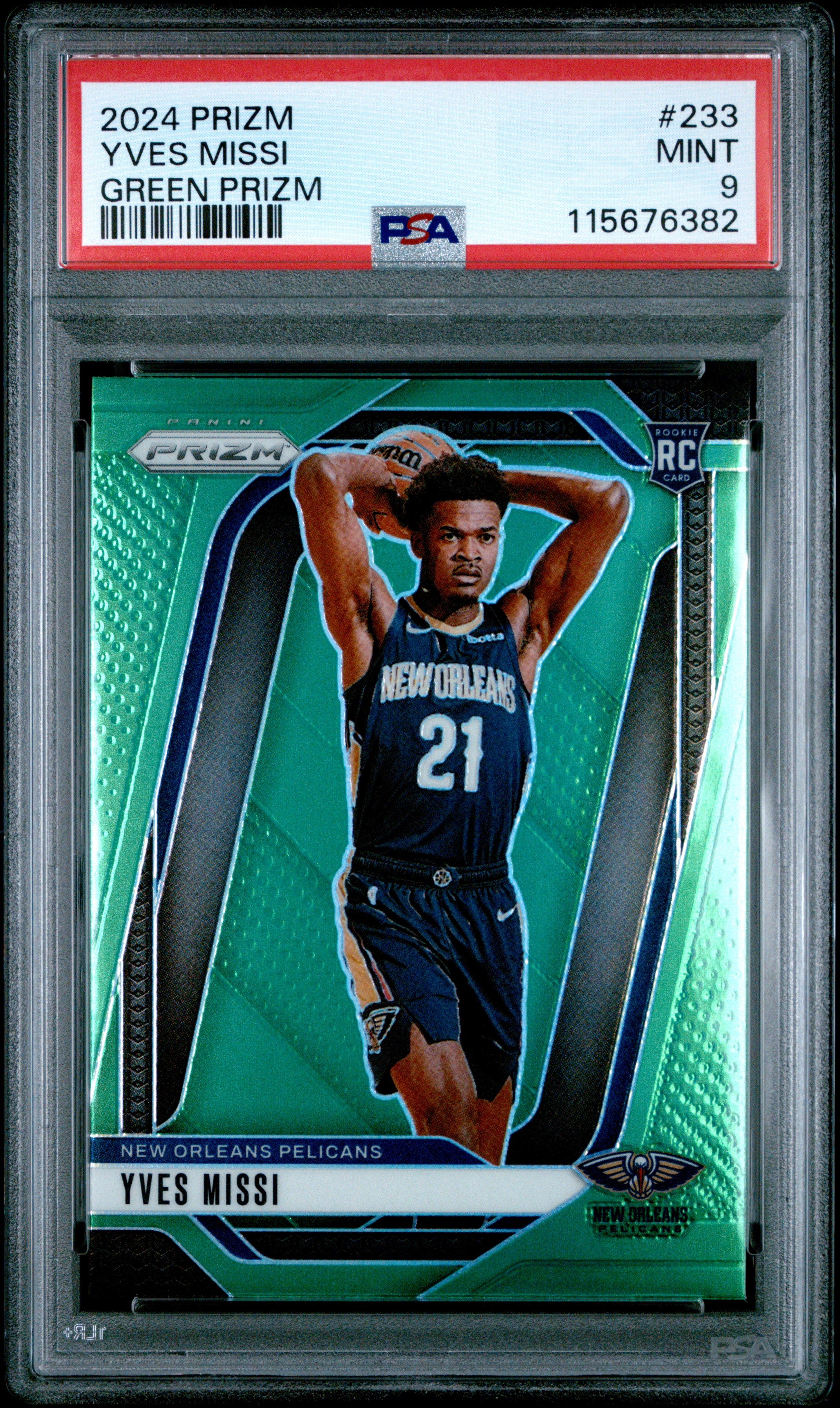 2024-25 Panini Prizm #233 Yves Missi Prizms Green PSA 9