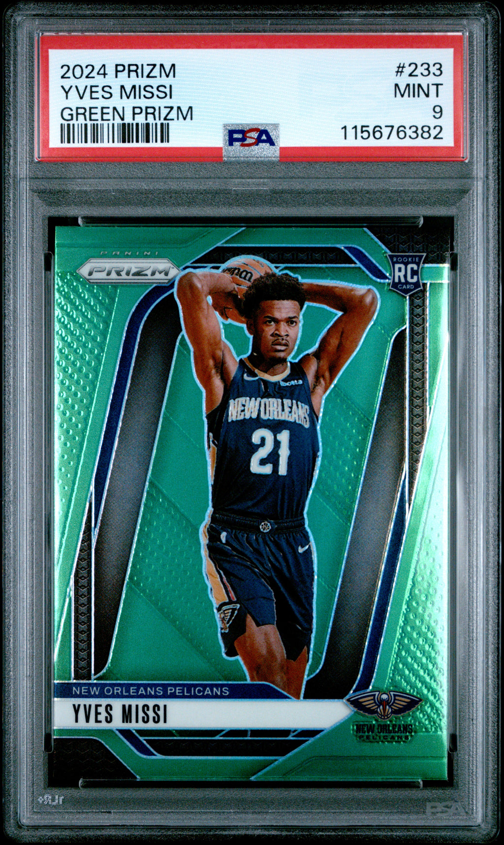 2024-25 Panini Prizm #233 Yves Missi Prizms Green PSA 9
