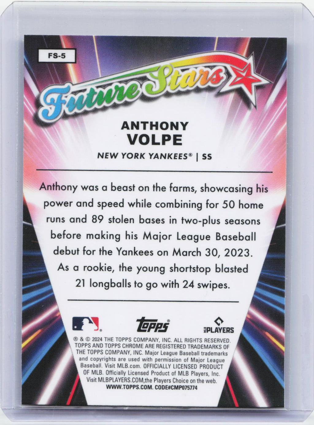 2024 Topps Chrome #FS-5 Anthony Volpe Future Stars