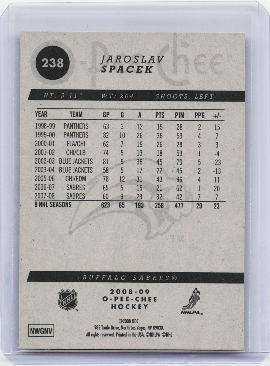 2008-09 O-Pee-Chee #238 Jaroslav Spacek