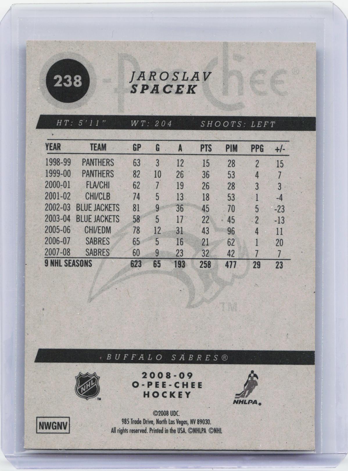 2008-09 O-Pee-Chee #238 Jaroslav Spacek
