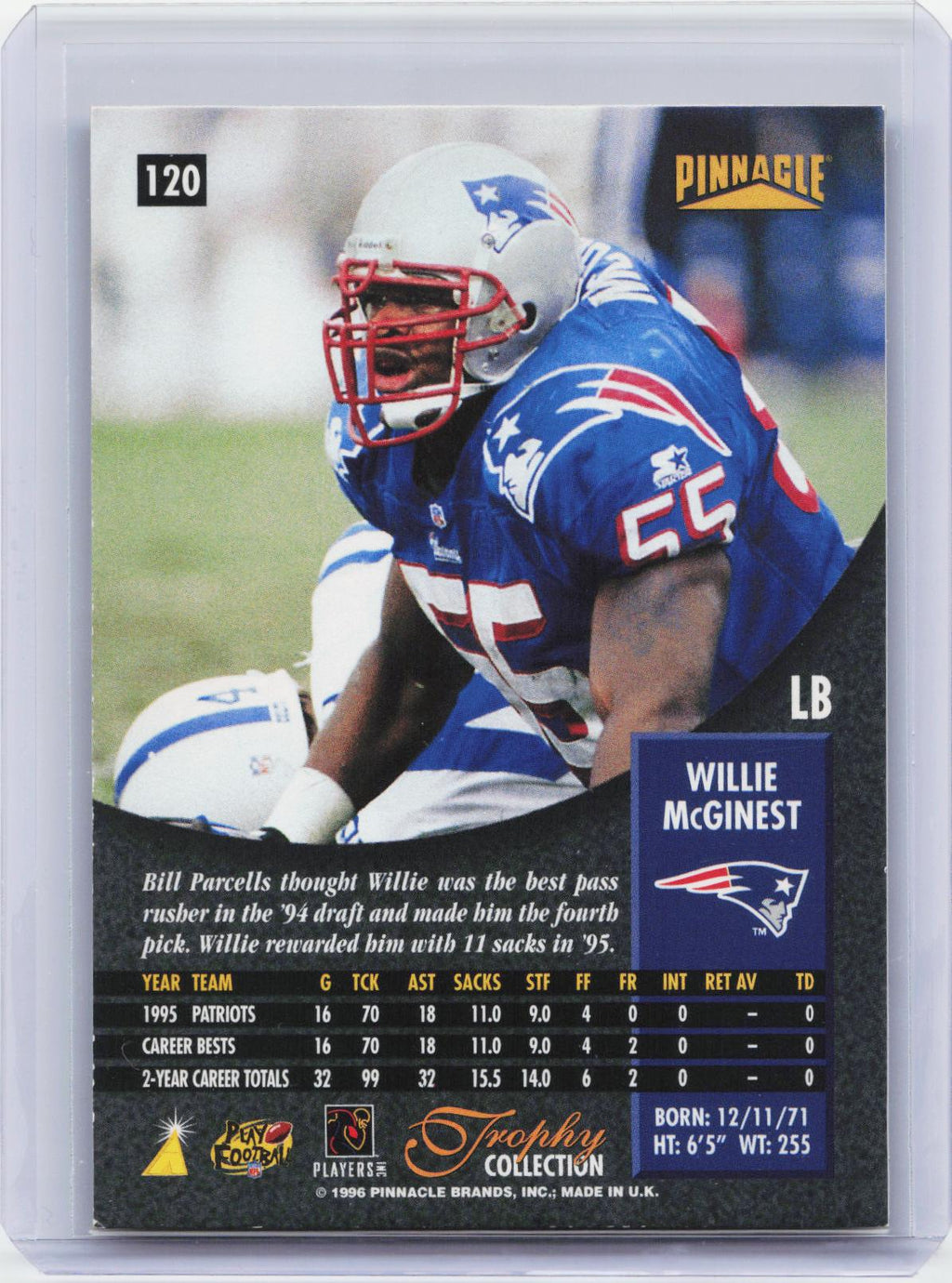 1996 Pinnacle #120 Willie McGinest Foil
