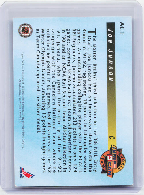 1992-93 Upper Deck #AC1 Joe Juneau Ameri-Can Rookie Team Holograms