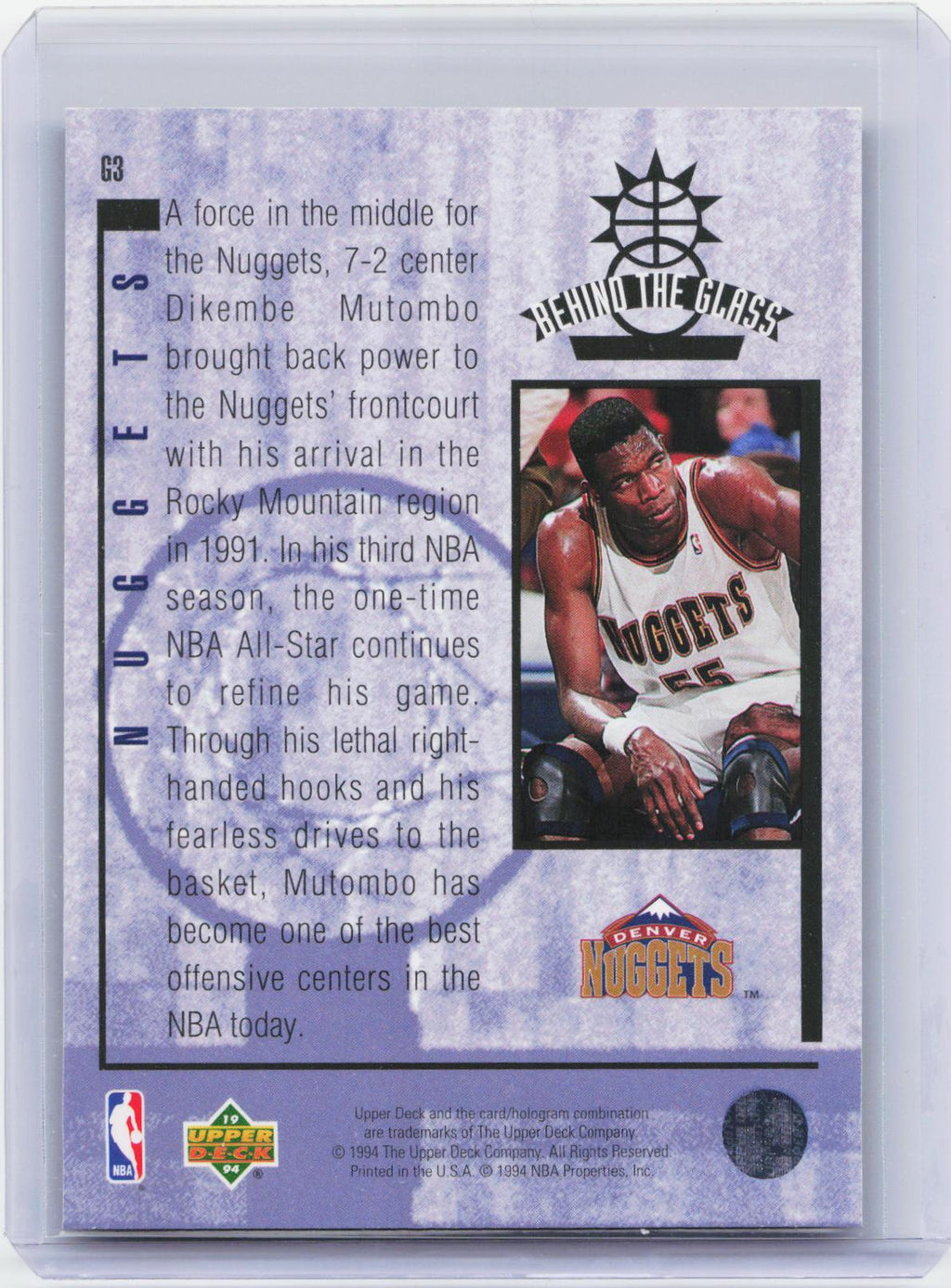 1993-94 Upper Deck Special Edition #G3 Dikembe Mutombo Behind the Glass