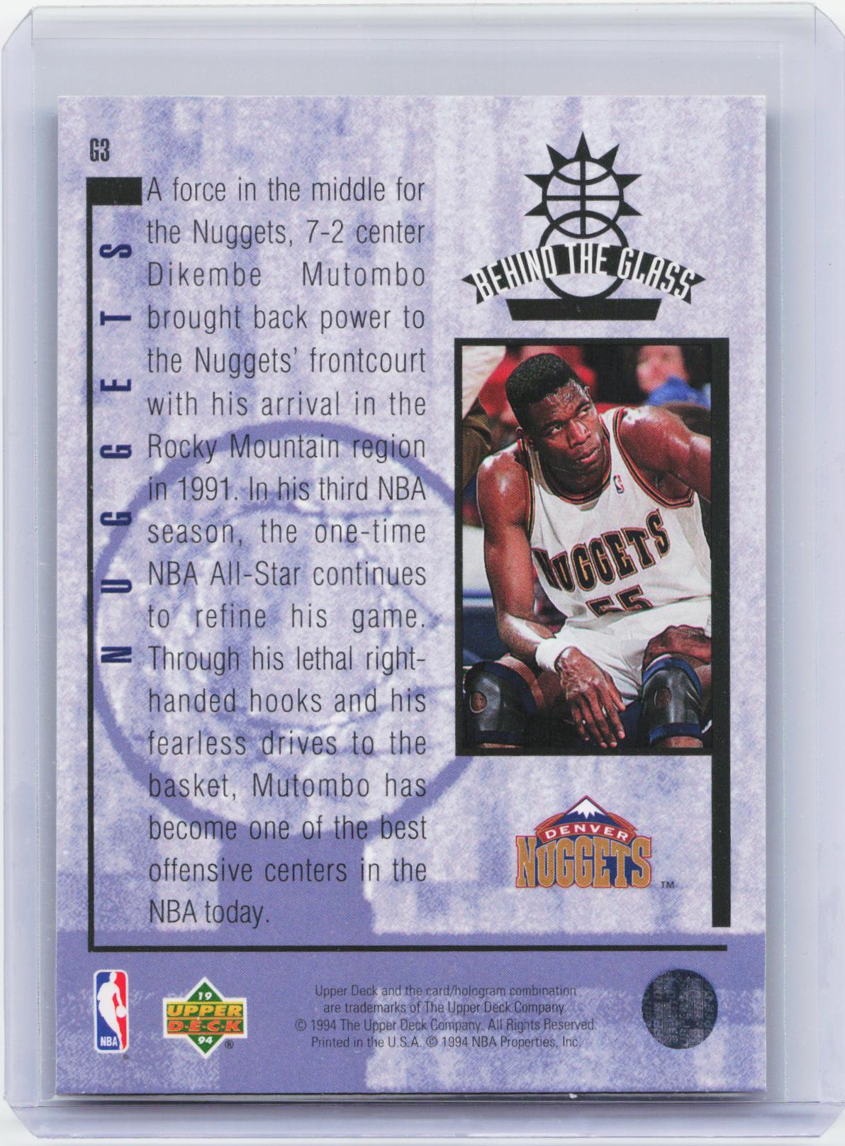 1993-94 Upper Deck Special Edition #G3 Dikembe Mutombo Behind the Glass