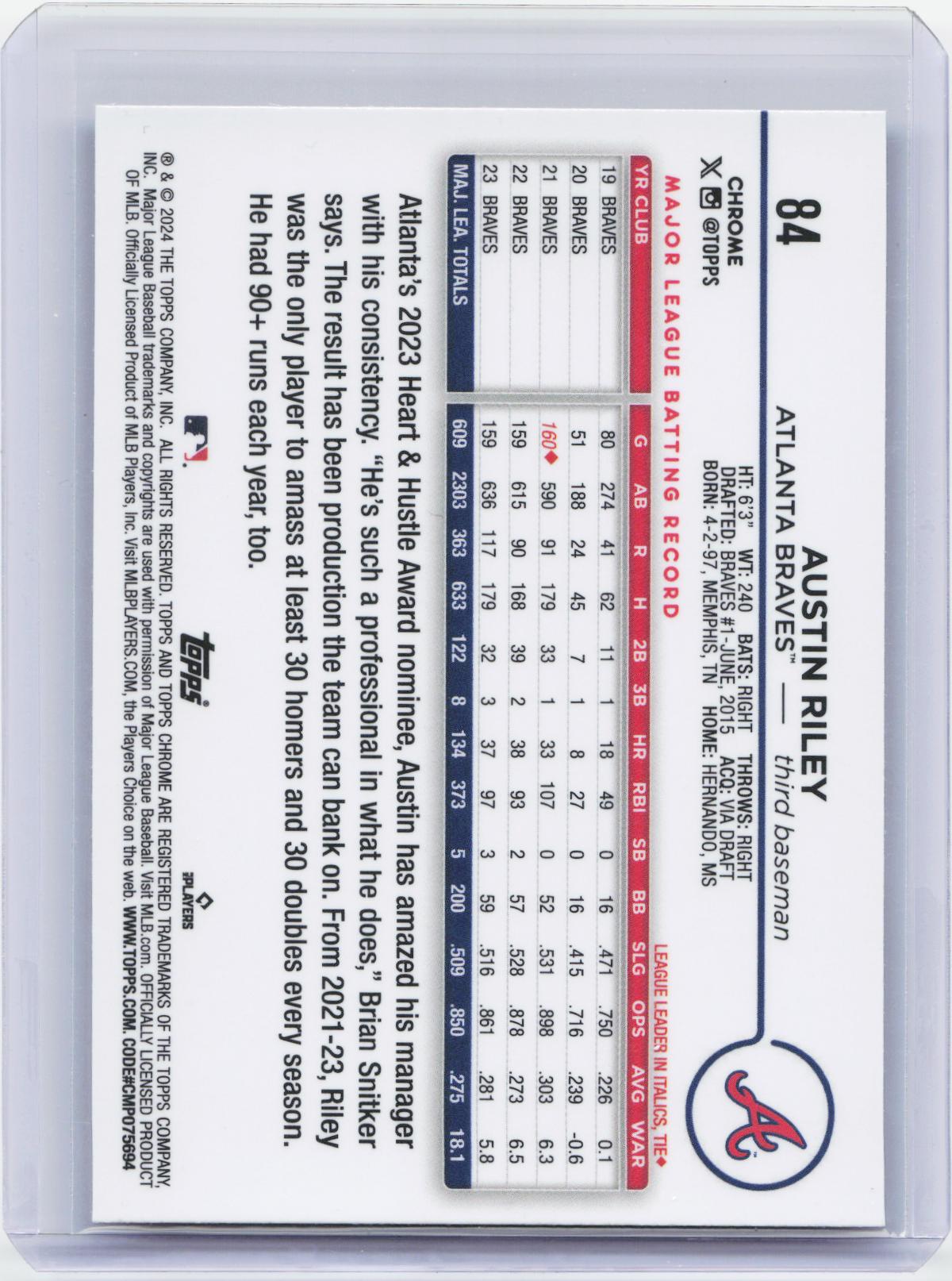 2024 Topps Chrome #84 Austin Riley X-Fractors