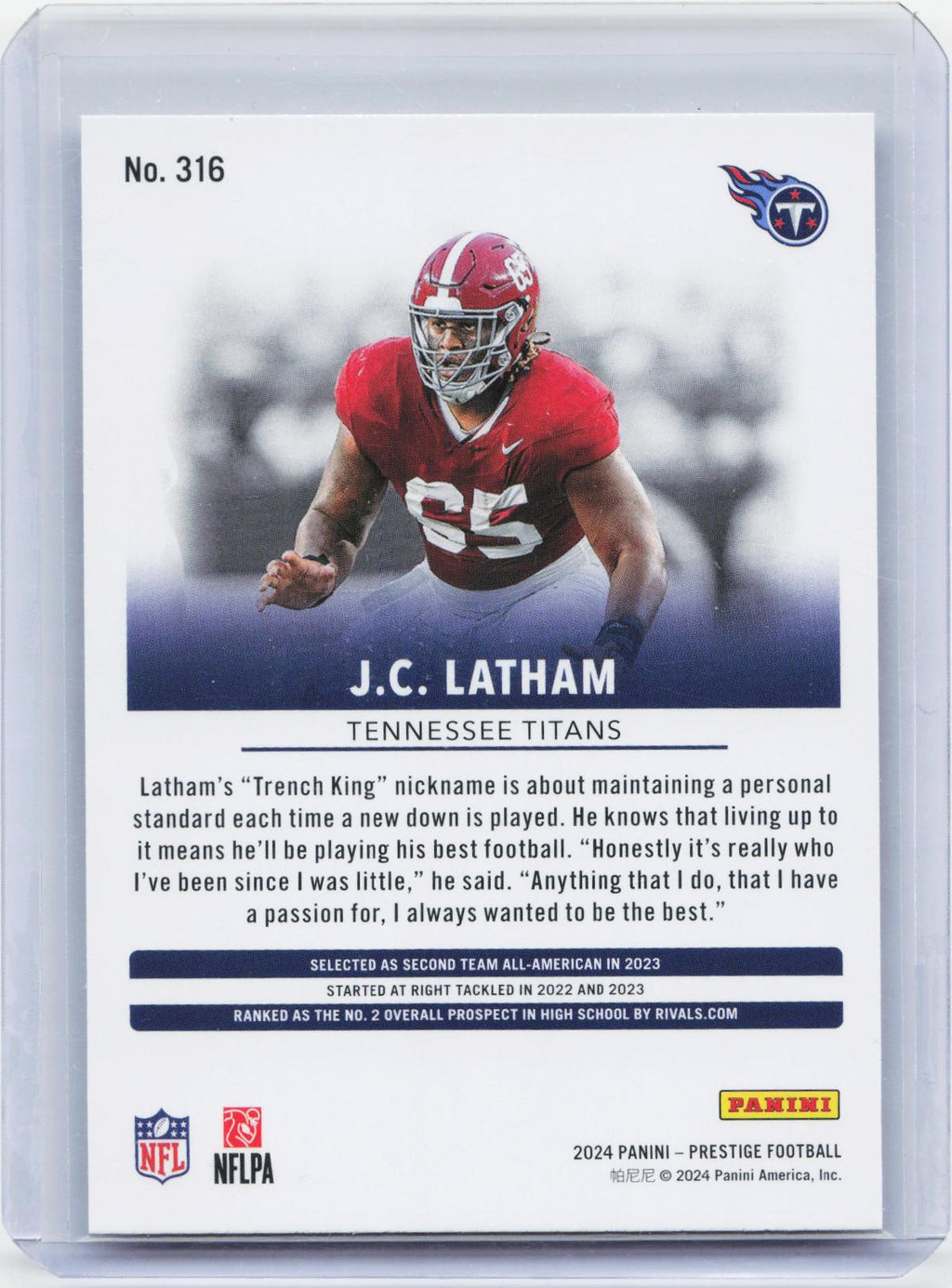 2024 Panini Prestige #316 JC Latham