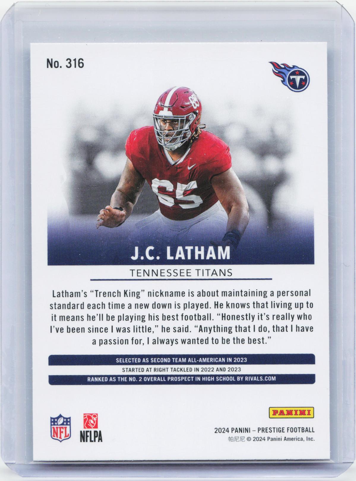 2024 Panini Prestige #316 JC Latham