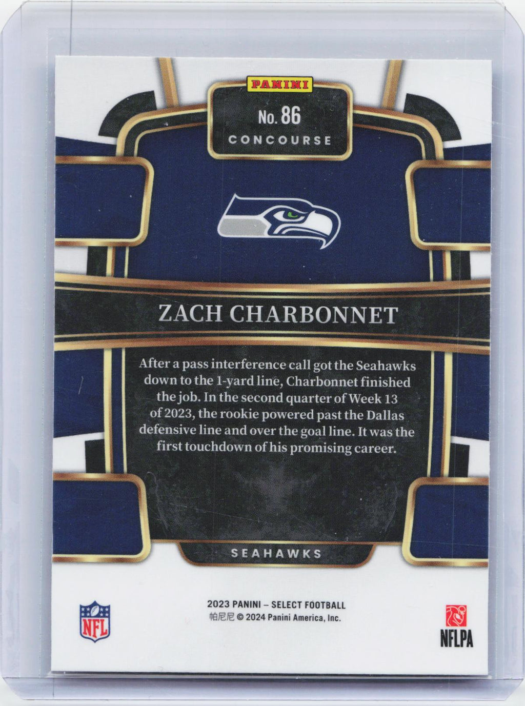 2023 Panini Select #86 Zach Charbonnet