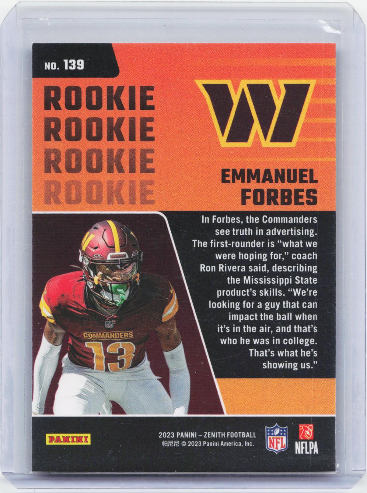 2023 Panini Zenith #139 Emmanuel Forbes Red Zone