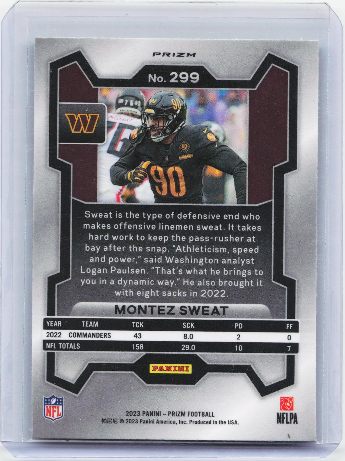 2023 Panini Prizm #299 Montez Sweat Green