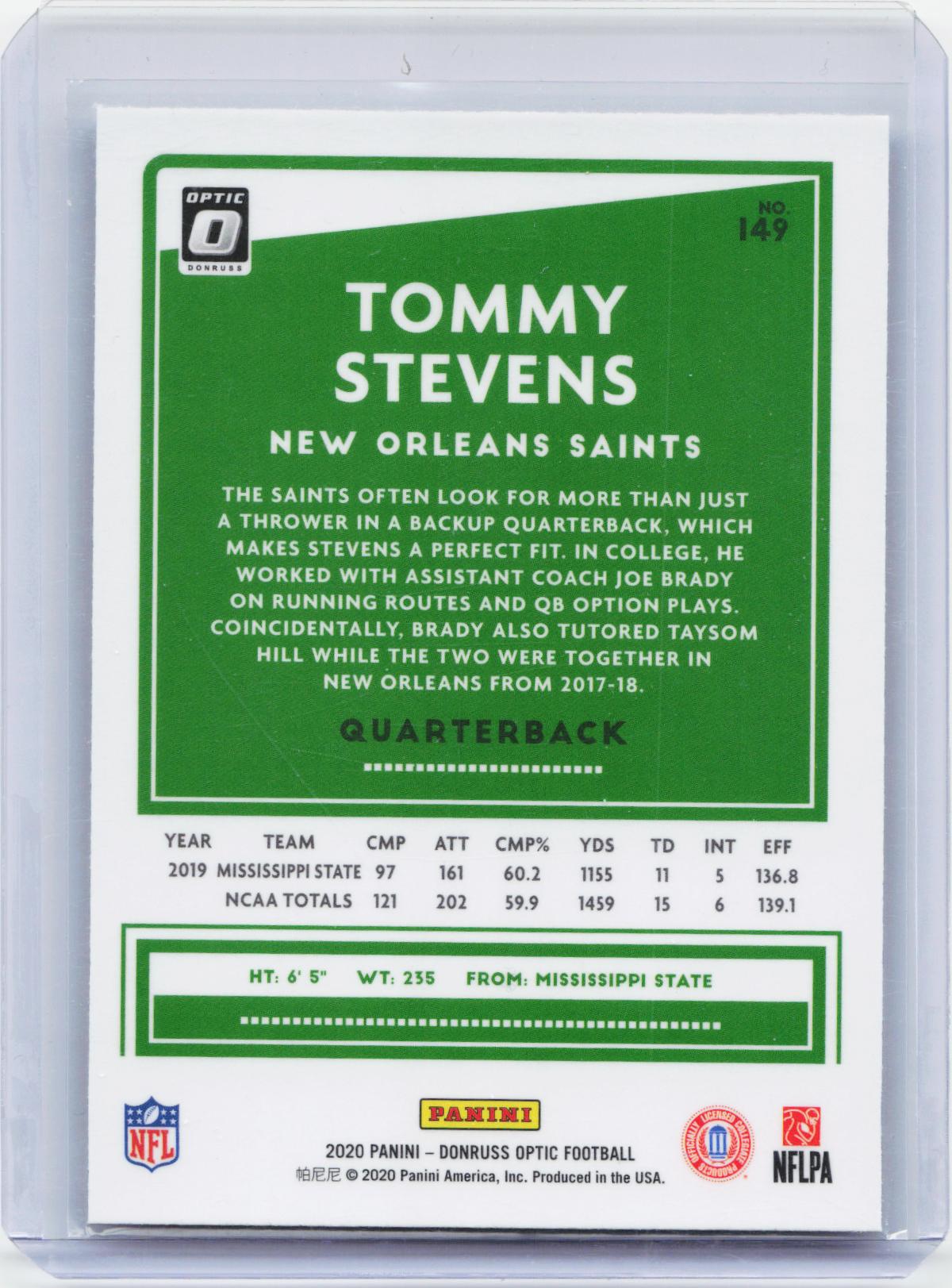 2020 Donruss Optic #149 Tommy Stevens